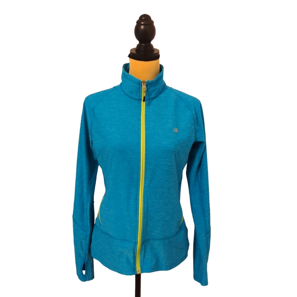 Champion  Full Zippered Workout Top Blue Medium Size US Activewear Yoga Jacket